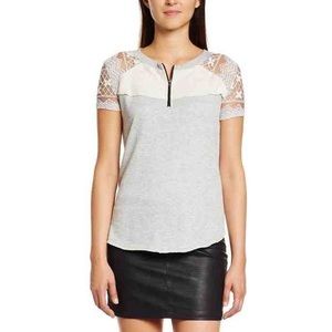 BCBGeneration gray top w/ lace sleeves